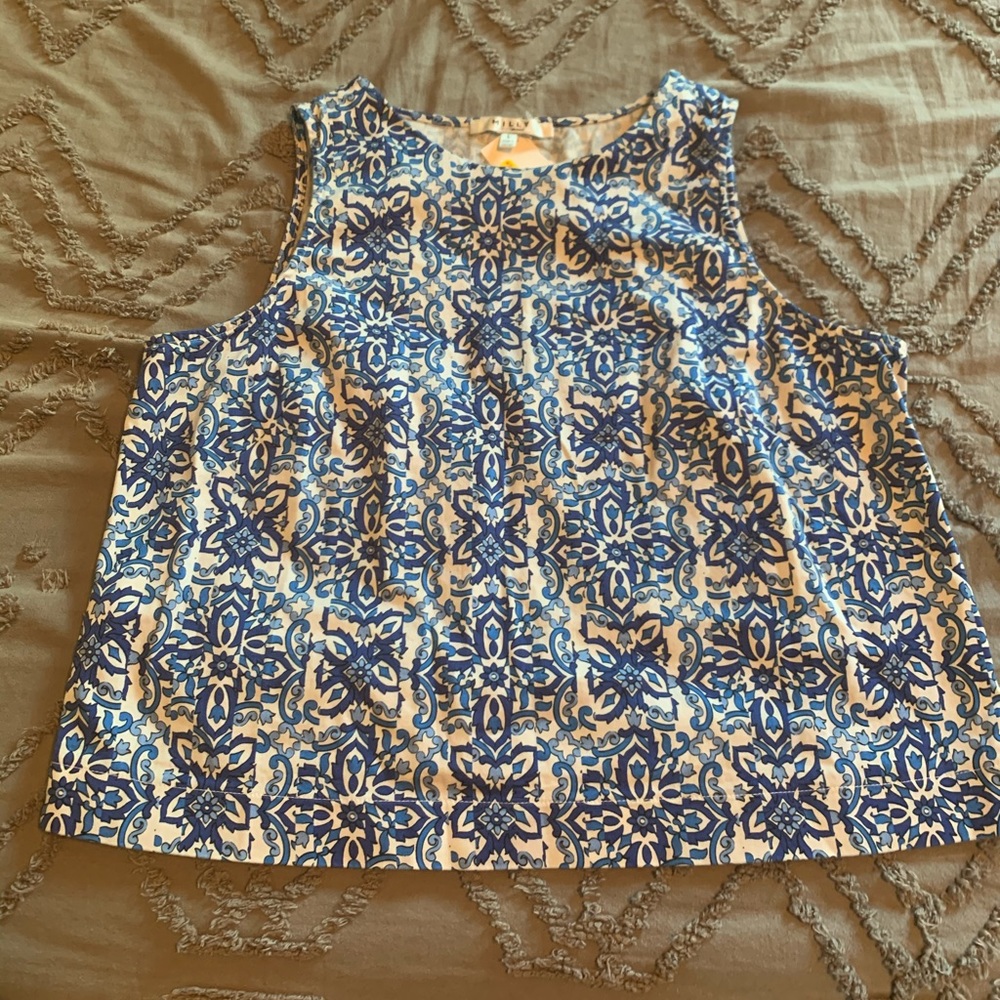 Milly Blue and White Printed Crop Top- very on trend.